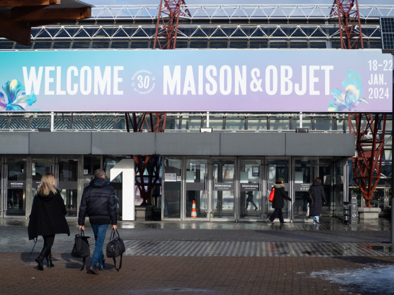 会場ホール1の入り口。WELCOME MAISON&OBJETの横断幕が出迎えてくれる。
